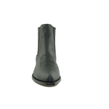 Load image into Gallery viewer, Loblan 298 Black Waxy Leather Cowboy Short Western Boots Pointed Ankle Boot - www.loblanboots.com
