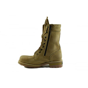 Loblan 2024 Tan Beige Biker Boots Combat Military Lace Up Handmade Side Pocket - www.loblanboots.com