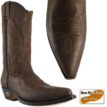 Load image into Gallery viewer, Loblan 194 Brown Waxy Leather Cowboy Boots Hand Made Classic Men Western 0194 - www.loblanboots.com

