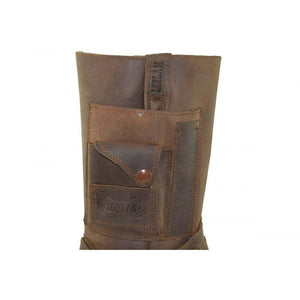 Loblan 620 Brown Waxy Leather Men Cowboy Western Boots Square Chisel Toe Pocket - www.loblanboots.com