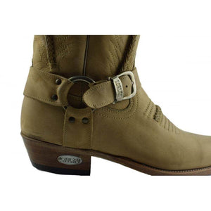 Loblan 2476 Tan Beige Leather Cowboy Boots Handmade Classic Western Buckle Boot - www.loblanboots.com