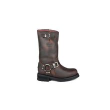 Load image into Gallery viewer, Loblan 501 Brown Waxy Leather Mens Biker Bike Boots Classic Round Toe Hand Made - www.loblanboots.com

