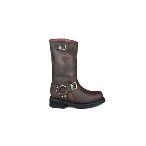 Loblan 501 Brown Waxy Leather Mens Biker Bike Boots Classic Round Toe Hand Made - www.loblanboots.com