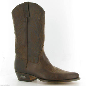 Loblan 194 Brown Waxy Leather Cowboy Boots Hand Made Classic Men Western 0194 - www.loblanboots.com