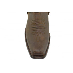 Loblan 515 Leather Brown Cowboy Boots Biker Western Square Toe Ankle Boot - www.loblanboots.com