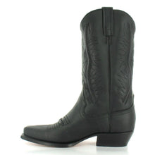 Load image into Gallery viewer, Loblan 2616 Black Waxy Leather Cowboy Boots Hand Made Classic Biker Western 206 - www.loblanboots.com

