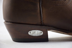 Loblan 2616 Brown Waxy Leather Cowboy Boots Hand Made Classic Biker Western 206 - www.loblanboots.com