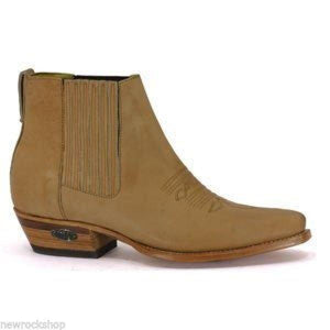 Loblan 298 Tan Beige Leather Men'S Short Boots Classic Ankle Cowboy Pointed Boot - www.loblanboots.com