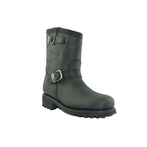Loblan 584 Black Leather Biker Boots Original Bike Round Toe Western Boot - www.loblanboots.com
