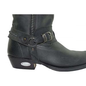 Loblan 548 Black Waxy Leather Mens Cowboy Boots Western Biker Square Chisel Toe - www.loblanboots.com