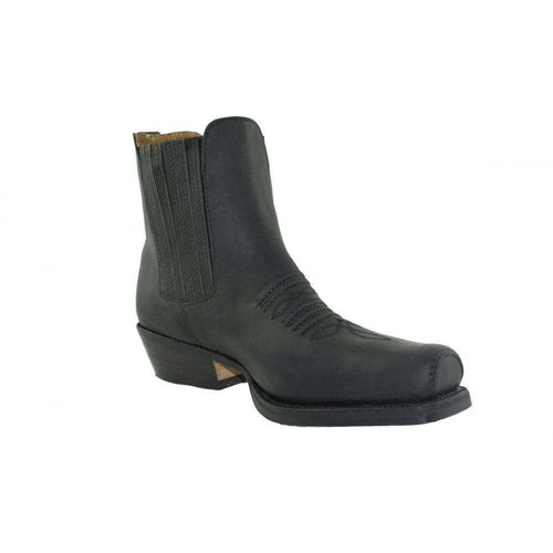 Loblan 517 Leather Black Biker Western Original Ankle Boots Square Toe Cowboy - www.loblanboots.com