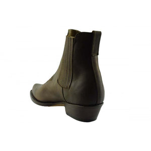 Loblan 298 Brown Waxy Leather Cowboy Short Western Boots Pointed Ankle Boot - www.loblanboots.com