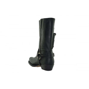 Loblan 620 Black Waxy Leather Men Cowboy Western Boots Square Chisel Toe Pocket - www.loblanboots.com