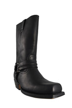 Load image into Gallery viewer, Loblan 295 Black Waxy Leather Mens Biker Boots Classic Cowboy Square Chisel Toe - www.loblanboots.com
