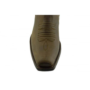 Loblan 517 Leather Brown Cowboy Boots Biker Western Square Toe Ankle Boot - www.loblanboots.com
