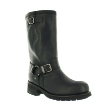 Load image into Gallery viewer, Loblan 501 Black Waxy Leather Mens Biker Bike Boots Classic Round Toe Hand Made - www.loblanboots.com
