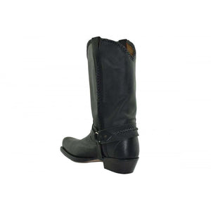 Loblan 548 Black Waxy Leather Mens Cowboy Boots Western Biker Square Chisel Toe - www.loblanboots.com