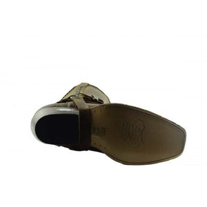 Loblan 548 Brown Waxy Leather Mens Cowboy Boots Classic Biker Square Chisel Toe - www.loblanboots.com