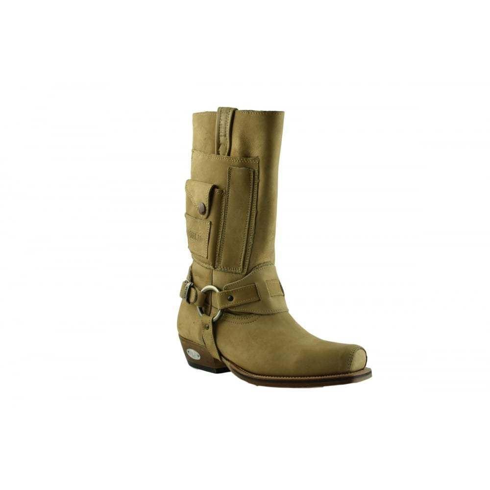 Loblan 620 Tan Beige Leather Men Cowboy Western Boots Square Chisel Toe Pocket - www.loblanboots.com