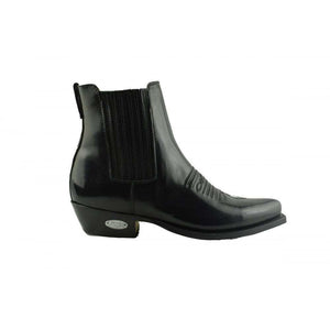 Loblan 298 Black High Shine Leather Cowboy Western Boots Clelsea Ankle Boot - www.loblanboots.com