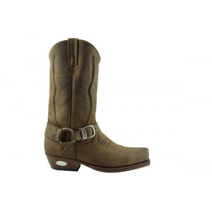 Loblan 2618 Brown Waxy Leather Mens Cowboy Boots Classic Biker Hand Western - www.loblanboots.com