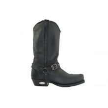 Load image into Gallery viewer, Loblan 548 Black Waxy Leather Mens Cowboy Boots Western Biker Square Chisel Toe - www.loblanboots.com
