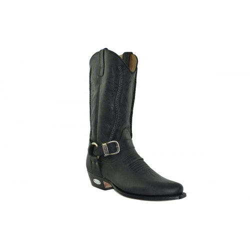 Loblan 2476 Black Waxy Leather Cowboy Boots Hand Made Classic Unisex Western - www.loblanboots.com