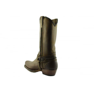 Loblan 548 Brown Waxy Leather Mens Cowboy Boots Classic Biker Square Chisel Toe - www.loblanboots.com