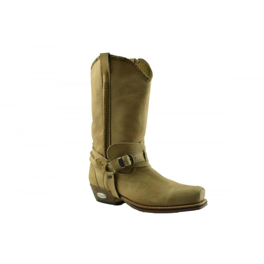 Loblan 548 Tan Beige Leather Mens Cowboy Boots Biker Square Chisel Toe Western - www.loblanboots.com