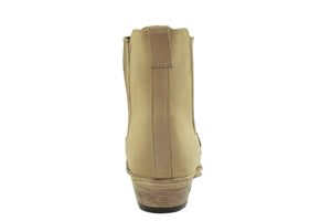 Loblan 517 Leather Tan Beige Cowboy Boots Biker Western Square Toe Ankle Boot - www.loblanboots.com