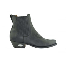 Load image into Gallery viewer, Loblan 298 Black Waxy Leather Cowboy Short Western Boots Pointed Ankle Boot - www.loblanboots.com
