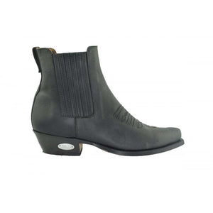 Loblan 298 Black Waxy Leather Cowboy Short Western Boots Pointed Ankle Boot - www.loblanboots.com