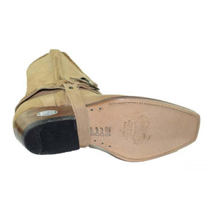 Loblan 548 Tan Beige Leather Mens Cowboy Boots Biker Square Chisel Toe Western - www.loblanboots.com
