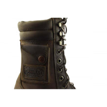 Load image into Gallery viewer, Loblan 2024 Brown Biker Boots Combat Military Lace Up Handmade Boot Side Pocket - www.loblanboots.com
