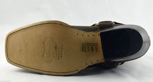 Loblan 096 Brown Leather Cowboy Ankle Boots Biker Western Square Chisel Toe Boot - www.loblanboots.com