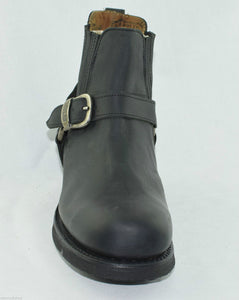 Loblan 611 Black Waxy Leather Men'S Biker Boots Classic Round Toe Handmade Bike - www.loblanboots.com