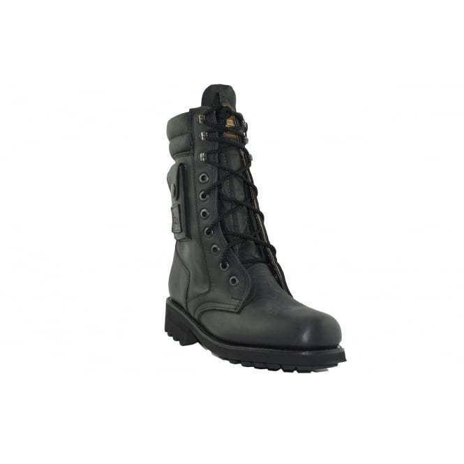 Loblan 2024 Black Biker Boots Combat Military Lace Up Handmade Boot Side Pocket - www.loblanboots.com