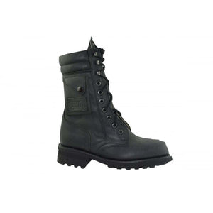 Loblan 2024 Black Biker Boots Combat Military Lace Up Handmade Boot Side Pocket - www.loblanboots.com