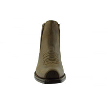 Load image into Gallery viewer, Loblan 517 Leather Brown Cowboy Boots Biker Western Square Toe Ankle Boot - www.loblanboots.com
