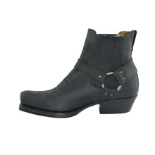 Load image into Gallery viewer, Loblan 515 Leather Black Cowboy Boots Biker Western Square Toe Ankle Boot - www.loblanboots.com
