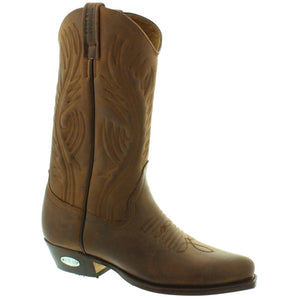 Loblan 194 Brown Waxy Leather Cowboy Boots Hand Made Classic Men Western 0194 - www.loblanboots.com