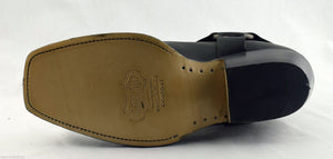 Loblan 096 Black Leather Cowboy Ankle Boots Biker Western Square Chisel Toe Boot - www.loblanboots.com