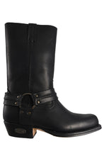 Load image into Gallery viewer, Loblan 295 Black Waxy Leather Mens Biker Boots Classic Cowboy Square Chisel Toe - www.loblanboots.com
