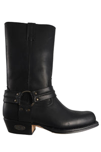 Loblan 295 Black Waxy Leather Mens Biker Boots Classic Cowboy Square Chisel Toe - www.loblanboots.com