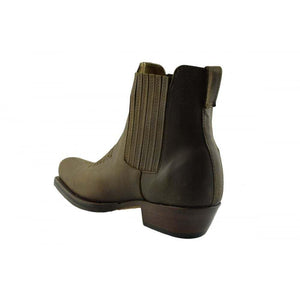 Loblan 517 Leather Brown Cowboy Boots Biker Western Square Toe Ankle Boot - www.loblanboots.com