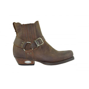 Loblan 515 Leather Brown Cowboy Boots Biker Western Square Toe Ankle Boot - www.loblanboots.com