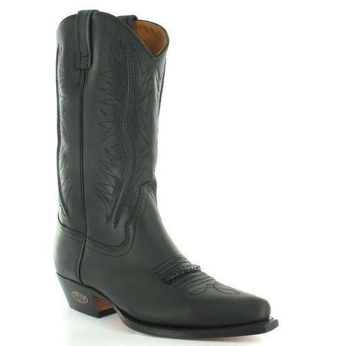 Loblan 2616 Black Waxy Leather Cowboy Boots Hand Made Classic Biker Western 206 - www.loblanboots.com