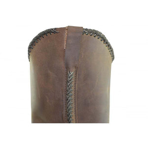Loblan 548 Brown Waxy Leather Mens Cowboy Boots Classic Biker Square Chisel Toe - www.loblanboots.com