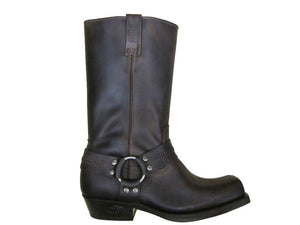 Loblan 295 Brown Waxy Leather Mens Biker Boots Classic Cowboy Square Chisel Toe - www.loblanboots.com