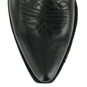 Loblan 194 Western Boots Black Shiny Leather Cowboy Boots Classic Biker - www.loblanboots.com